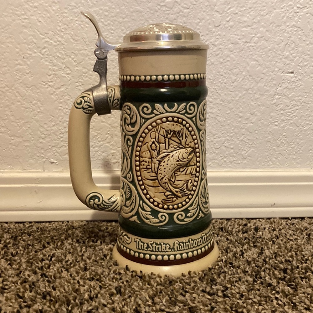 1978 AVON Beer Stein Hunting and Fishing Theme Vintage